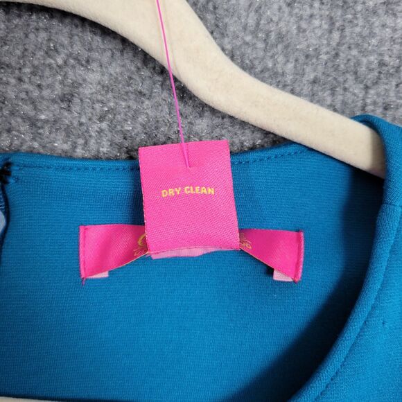 NWT CATHERINE MALANDRINO MCD60190 Turquoise Blue Split Neck Sheath Dress SIZE 10 - Picture 8 of 11